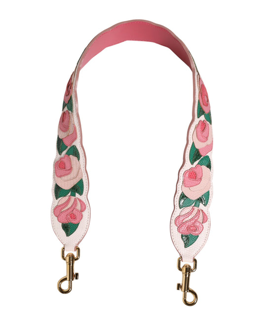Dolce & Gabbana Ayers Calf Leather Shoulder Strap - Gold Multicolor White Floral