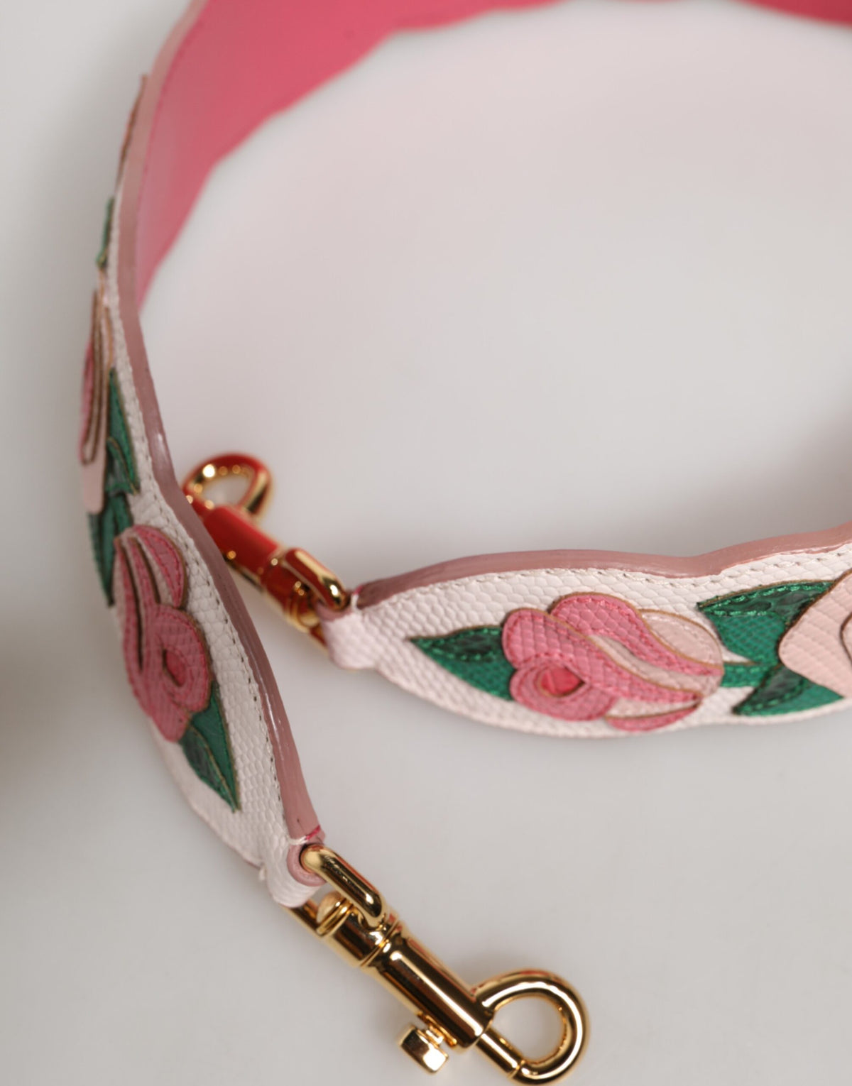 Dolce & Gabbana Ayers Calf Leather Shoulder Strap - Gold Multicolor White Floral
