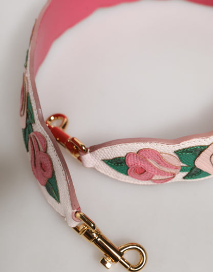Dolce & Gabbana Ayers Calf Leather Shoulder Strap - Gold Multicolor White Floral
