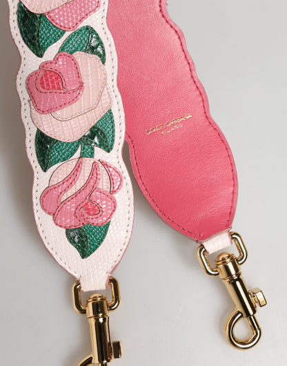 Dolce & Gabbana Ayers Calf Leather Shoulder Strap - Gold Multicolor White Floral