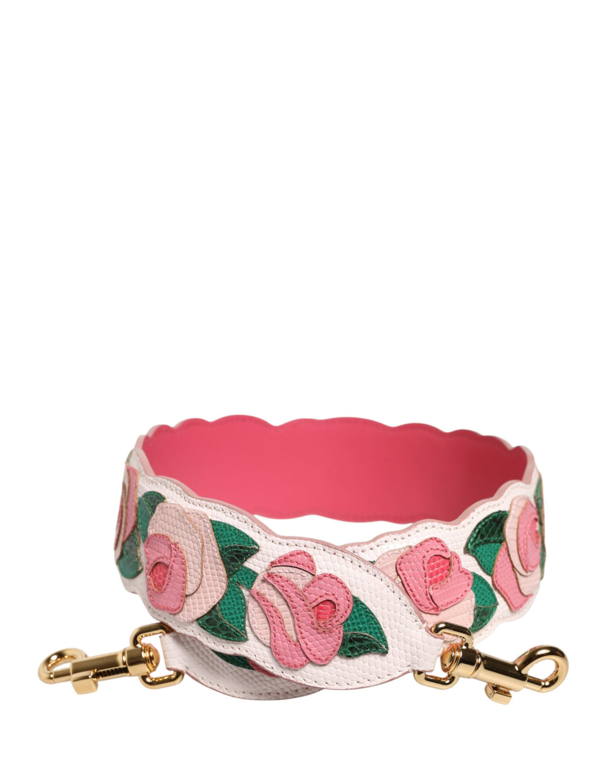 Dolce & Gabbana Ayers Calf Leather Shoulder Strap - Gold Multicolor White Floral