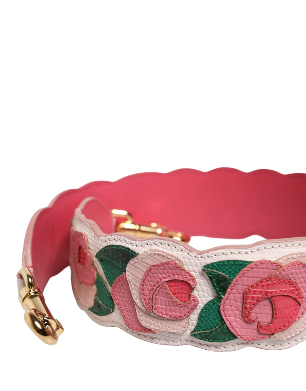 Dolce & Gabbana Ayers Calf Leather Shoulder Strap - Gold Multicolor White Floral
