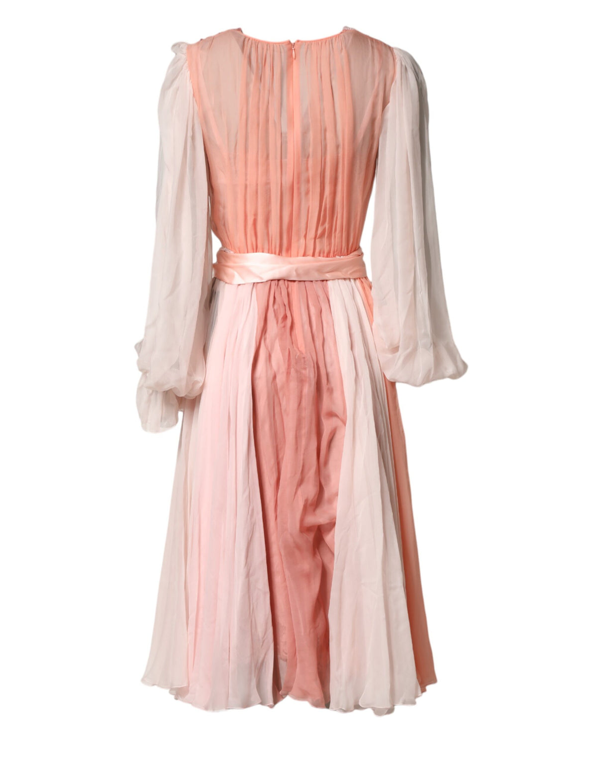 Dolce & Gabbana Women's Cocktail Long-Sleeve V Neck Cotton Polyamide Tulle & Silk Mini Dress - Pink Signature
