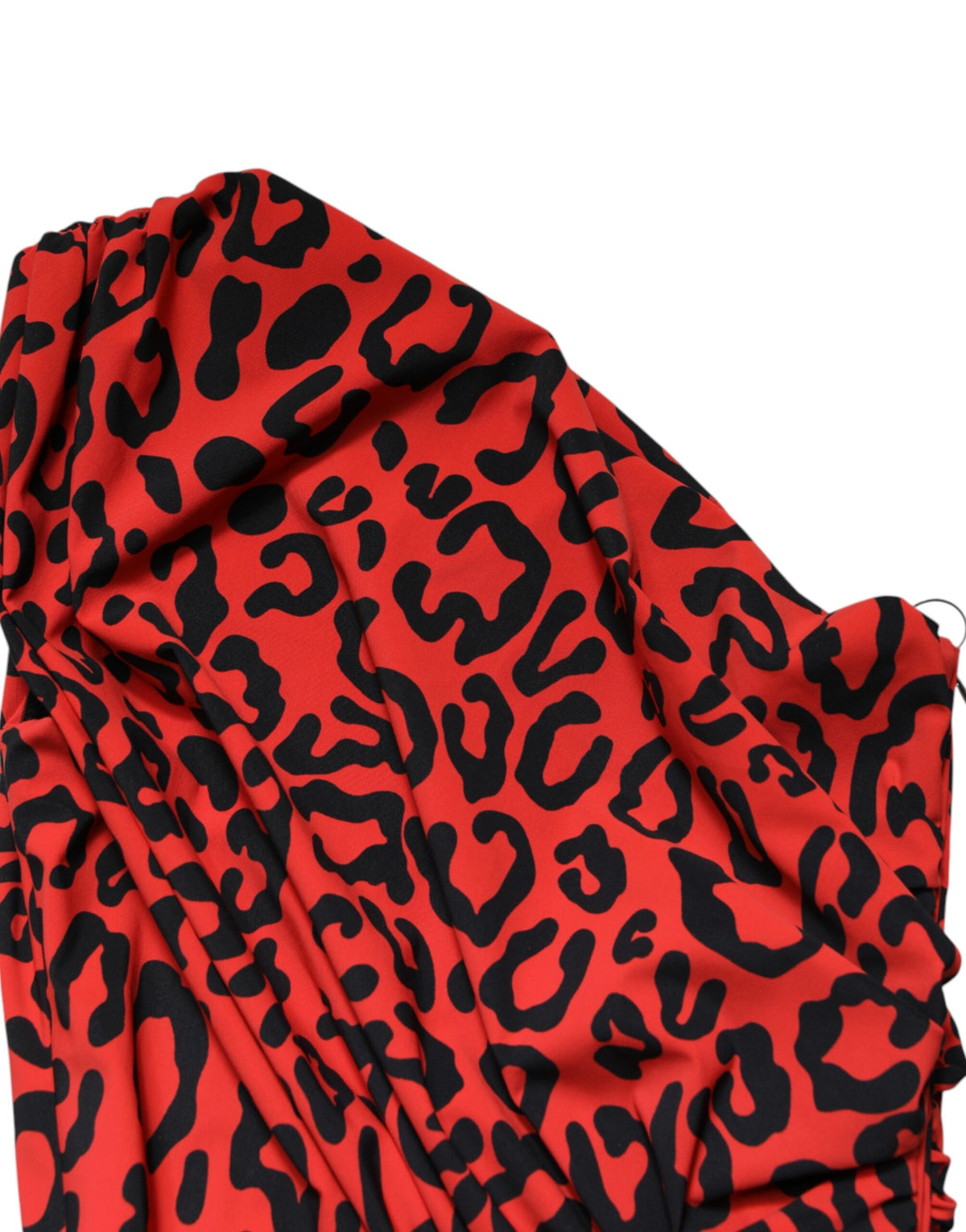 Dolce & Gabbana Women's Sheath Cocktail Sleeveless Stretch Nylon Midi Dress - Red Leopard Print Patterned Signature Print