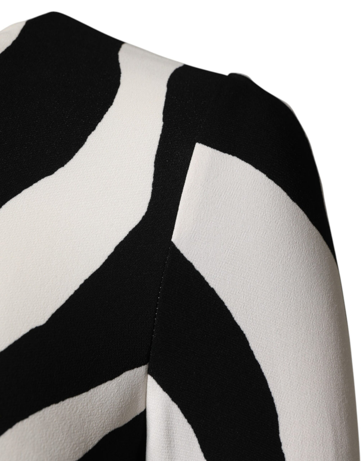 Dolce & Gabbana Women's Sheath Cocktail Long-Sleeve Viscose Silk Midi Dress - Black White Zebra Patterned Print