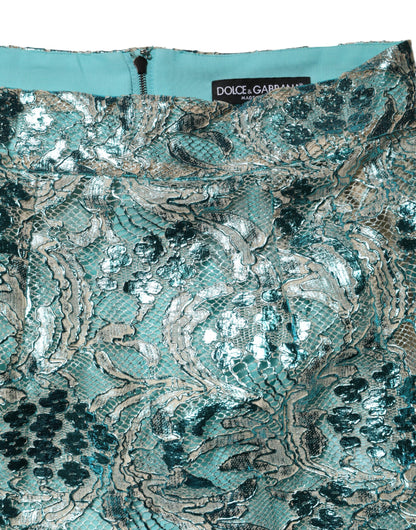 Skirt by Dolce & Gabbana for women in polyester blue & floral features a captivating silhouette, showcasing the captivating Women's High Rise Polyester Mini Skirt design with a sophisticated mini for a captivating look.