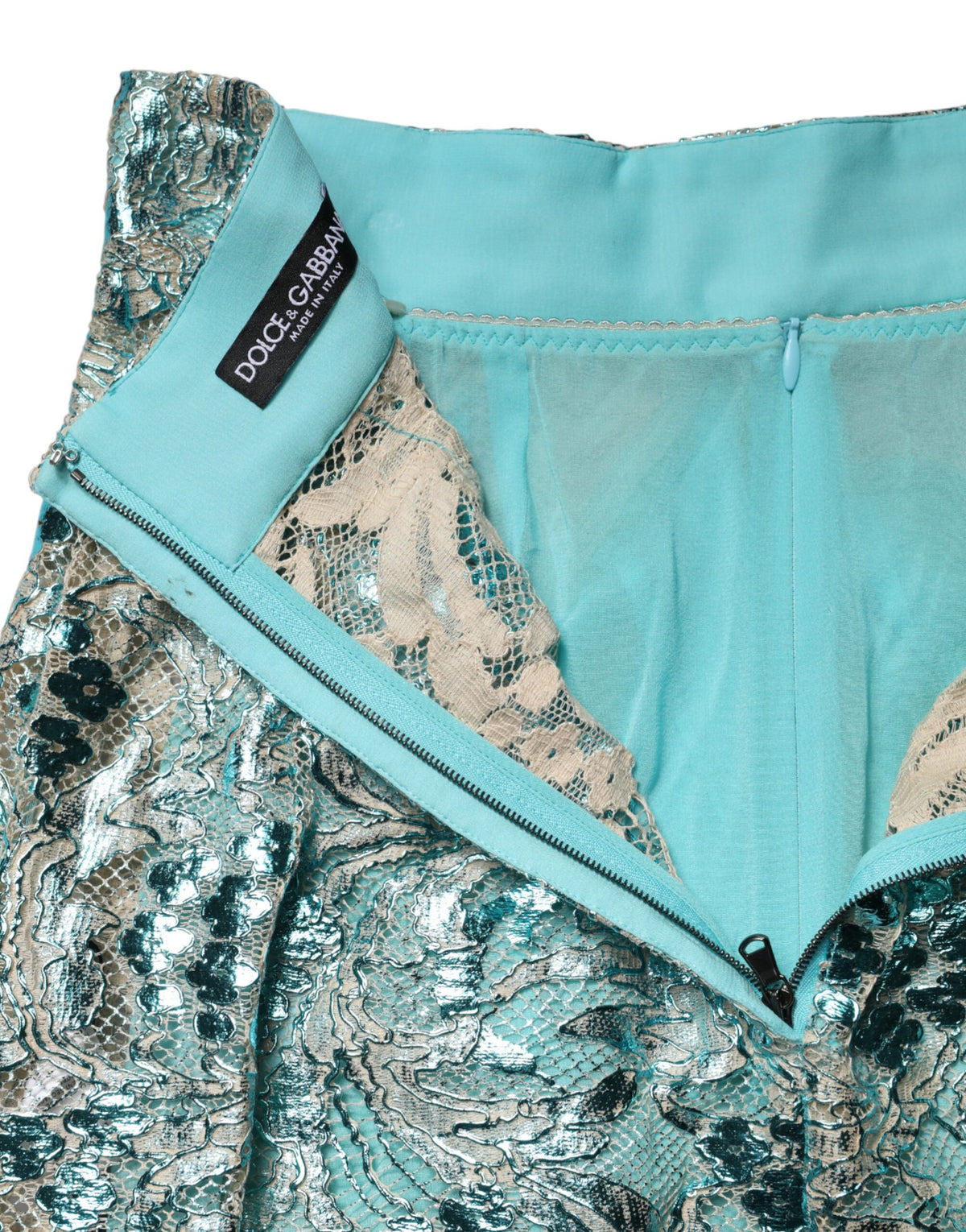 Skirt by Dolce & Gabbana for women in polyester blue & floral showcases a dramatic silhouette, artfully capturing the essence of the Women's High Rise Polyester Mini Skirt in a dramatic mini cut for a refined look.