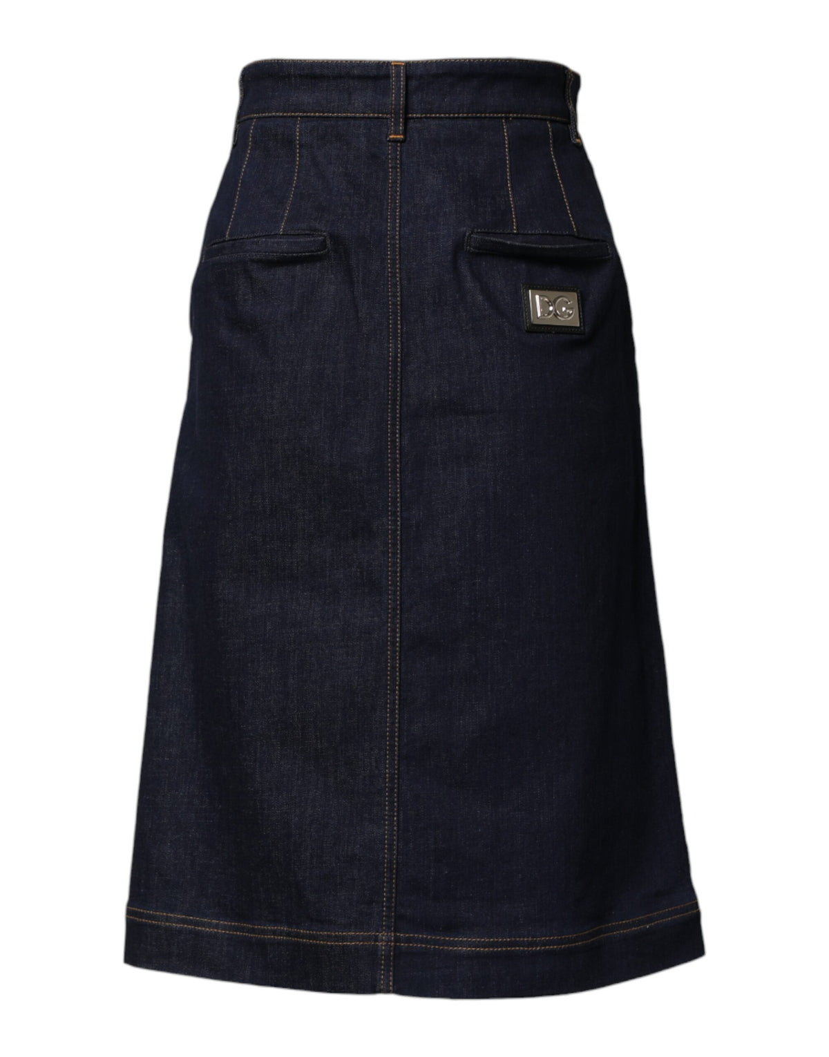Dolce & Gabbana Women's Denim A Line High Rise Stretch Cotton Midi Skirt - Dark Blue