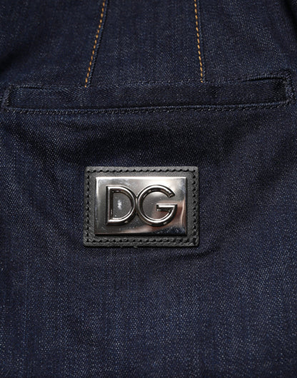 Dolce & Gabbana Women's Denim A Line High Rise Stretch Cotton Midi Skirt - Dark Blue