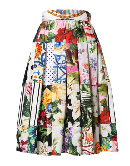 Skirt by Dolce & Gabbana for women in cotton multicolor, signature & patchwork features a contoured silhouette from the Women's High Rise Cotton Midi Skirt collection, characterized by its contoured midi for a contoured finish.