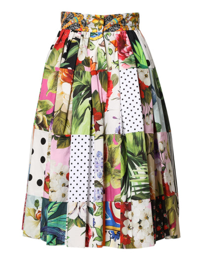 Skirt by Dolce & Gabbana for women in cotton multicolor, signature & patchwork features an tailored silhouette, artfully capturing the essence of Women's High Rise Cotton Midi Skirt in a sophisticated midi.