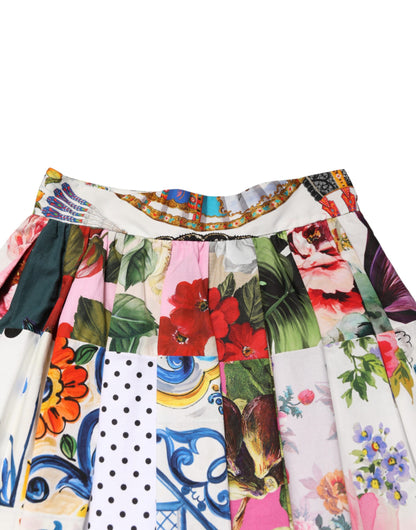 Skirt by Dolce & Gabbana for women in cotton multicolor, signature & patchwork features a sublime silhouette, showcasing the sublime design of the Women's High Rise Cotton Midi Skirt in a sophisticated midi.