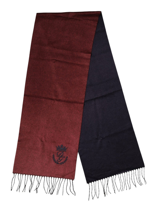 Dolce & Gabbana Maroon Silk Neck Wrap Shawl Fringes  Scarf