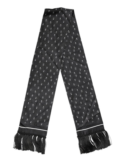 Dolce & Gabbana Black Silk Dotted Men Neck Wrap Shawl Scarf