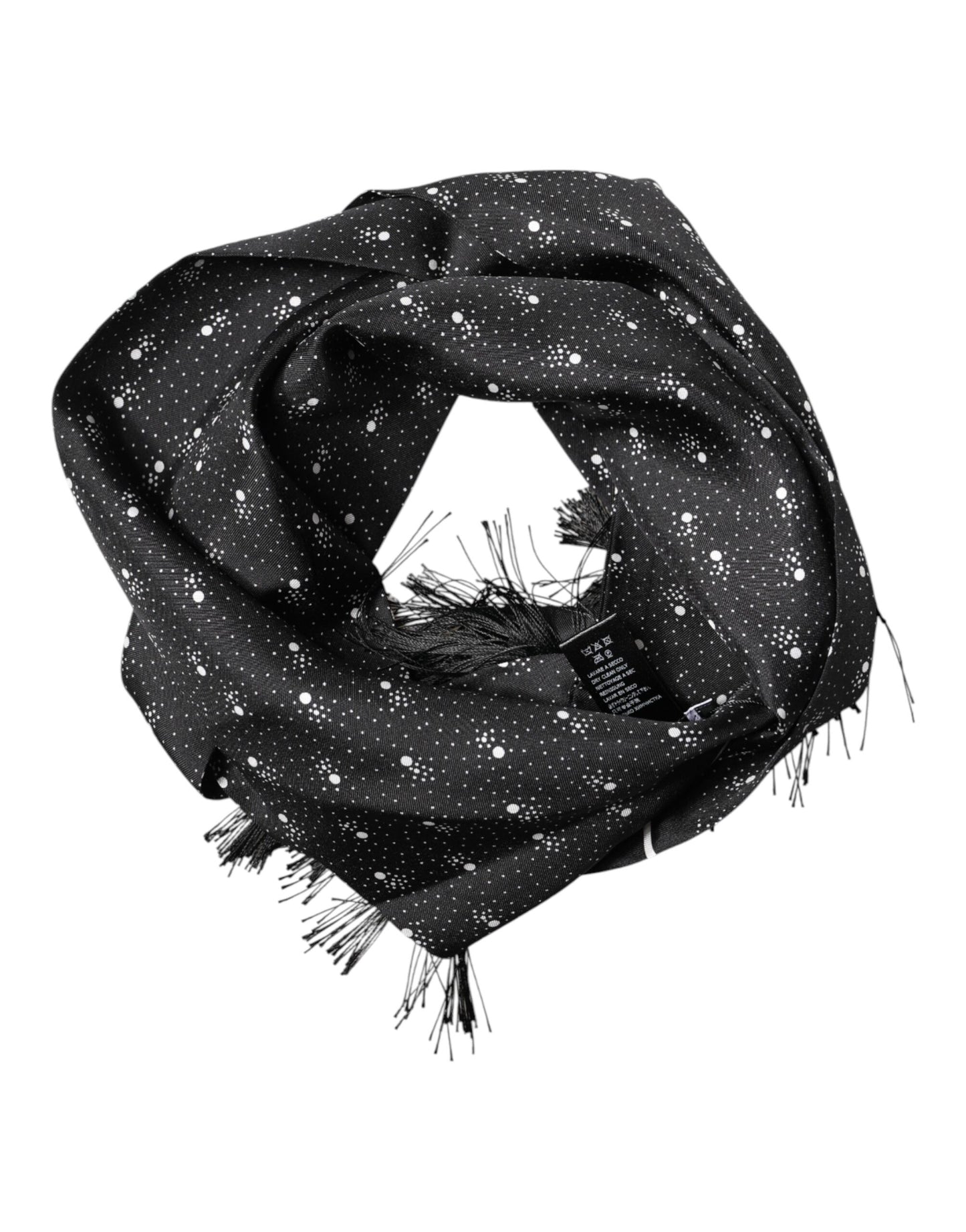 Dolce & Gabbana Black Silk Dotted Men Neck Wrap Shawl Scarf