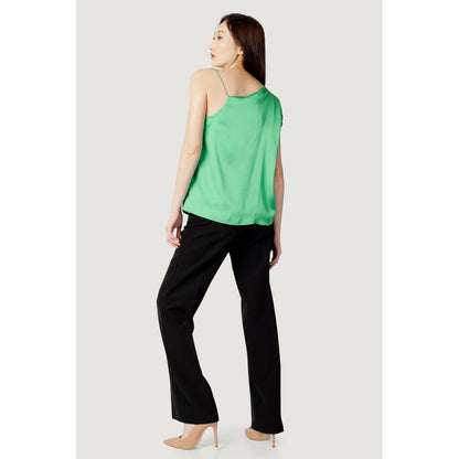 Hanny Deep Green Polyester Tank Tops