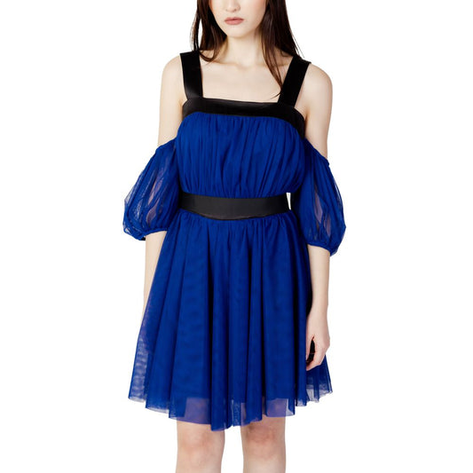 Hanny Deep Blue Polyester Midi Dress