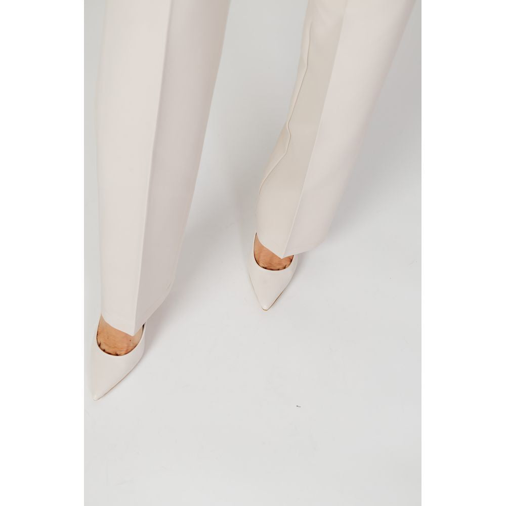 Hanny Deep Cream Elastane Casual Pants