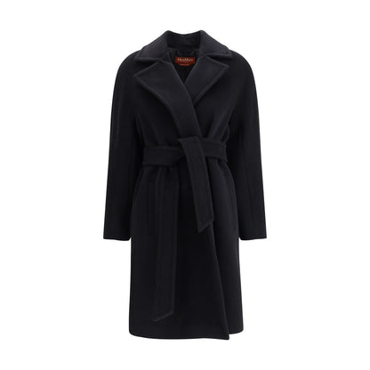 Max Mara Black Fleece Wool Coat