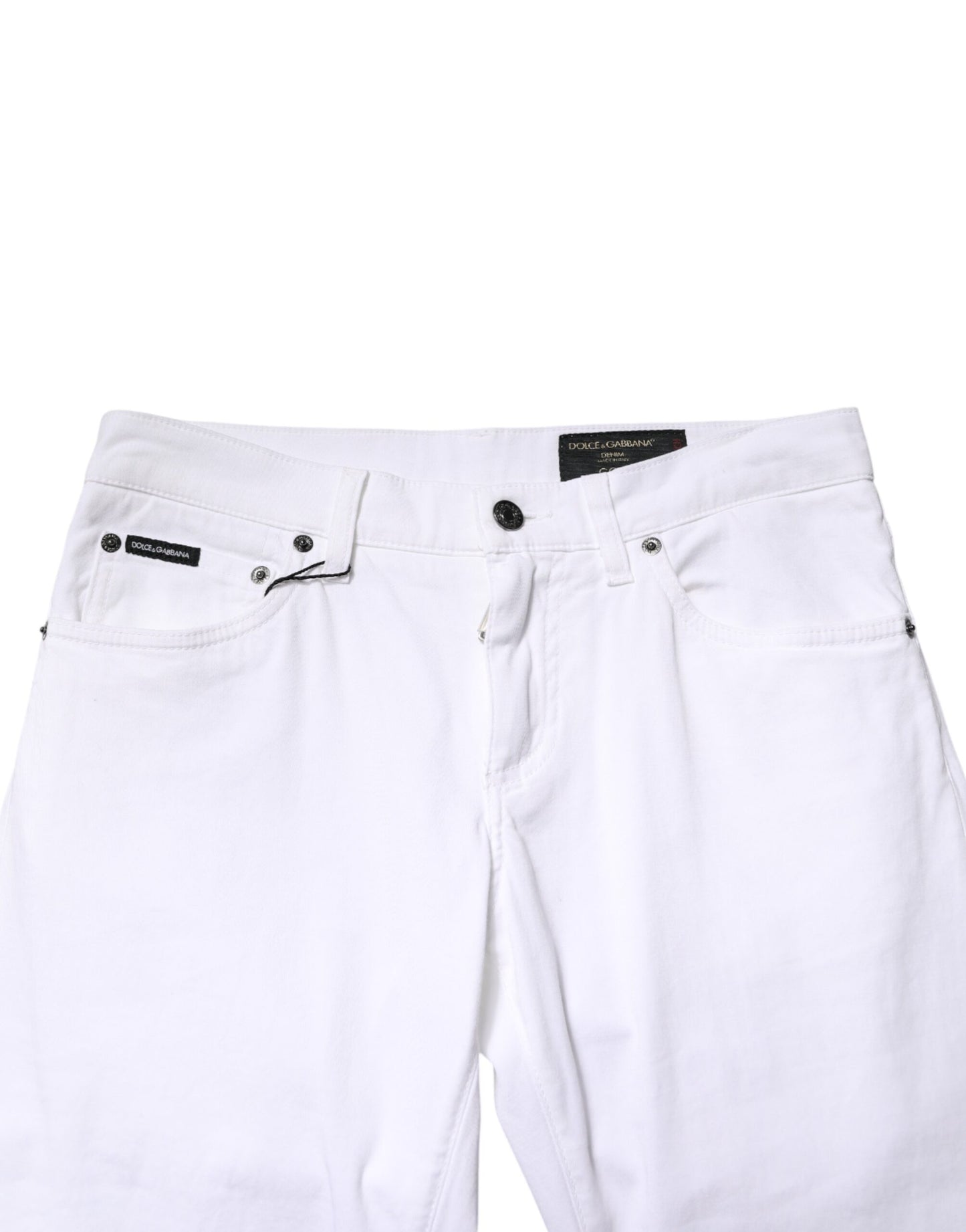Dolce & Gabbana White Cotton Stretch Skinny Denim Men Jeans