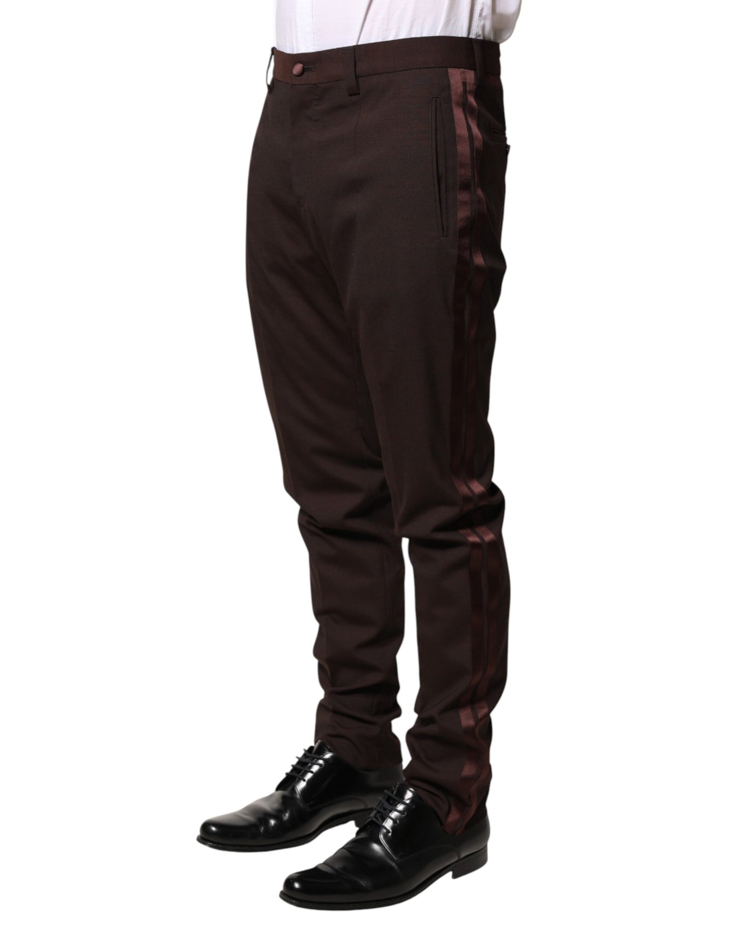 Dolce & Gabbana Brown Polyester Men Dress Trousers Pants