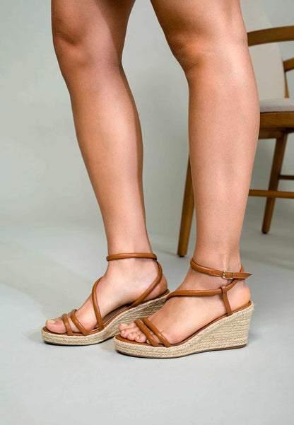 Mangará Atelier Brown Leather Espadrille Wedges Romã – Women’S Jute Platform Sandals