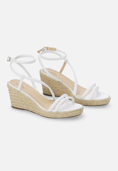 Mangará Atelier White Leather Espadrille Wedges Romã – Women’S Jute Platform Sandals