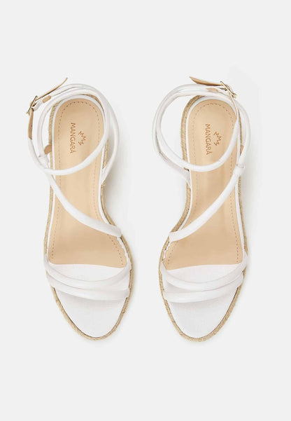 Mangará Atelier White Leather Espadrille Wedges Romã – Women’S Jute Platform Sandals