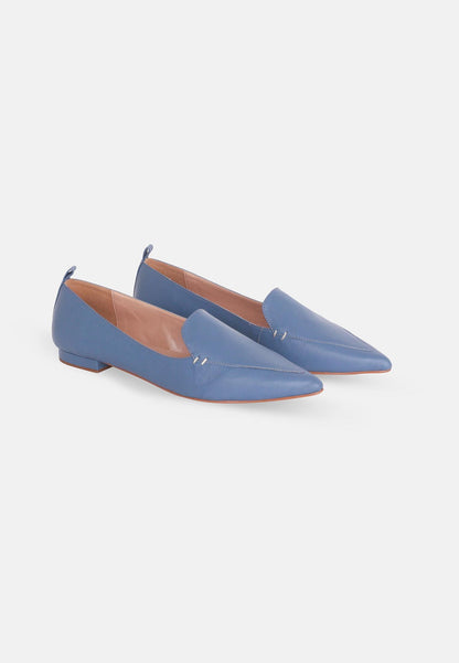 Mangará Atelier Blue Leather Ballerinas Butia – Women’S Pointed-Toe Flat Shoes