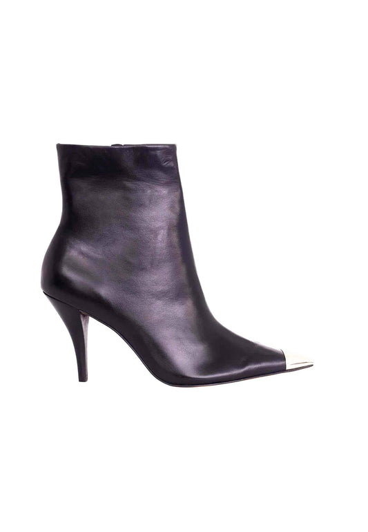 Mangará Atelier Black Calf Leather Ankle Boots Inga – 8.7cm Heeled Pointed-Toe
