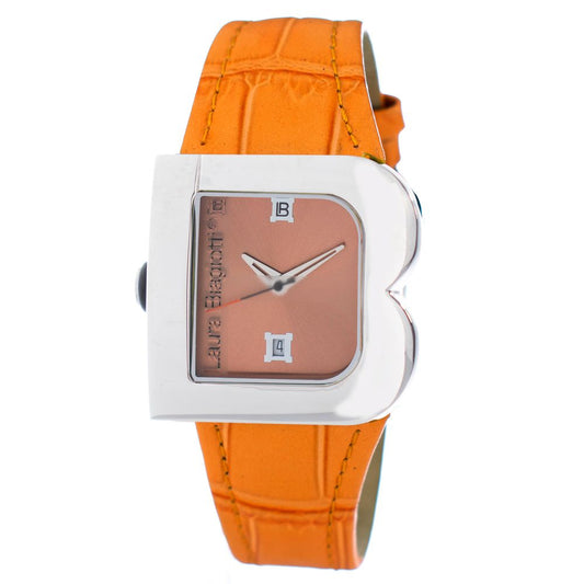 Laura Biagiotti Orange Leather Dress Watch