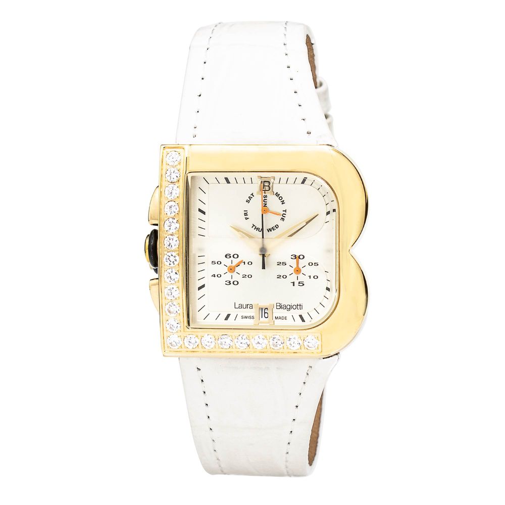 Laura Biagiotti White Leather Dress Watch