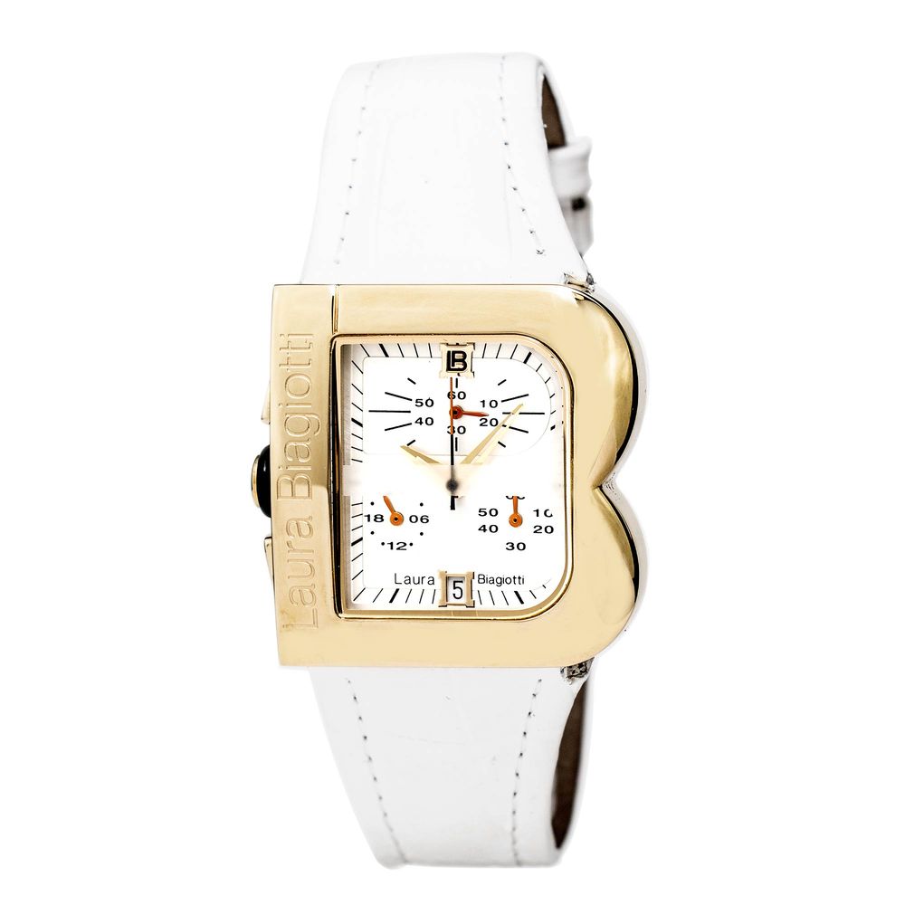 Laura Biagiotti White Leather Dress Watch