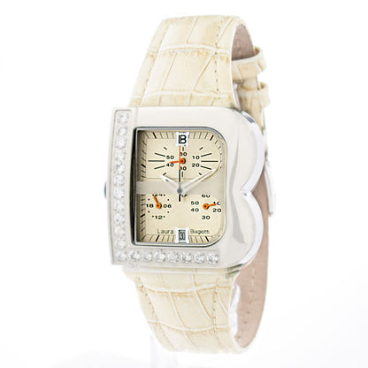 Laura Biagiotti Beige Leather Dress Watch