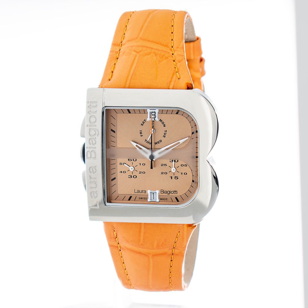 Laura Biagiotti Orange Leather Dress Watch