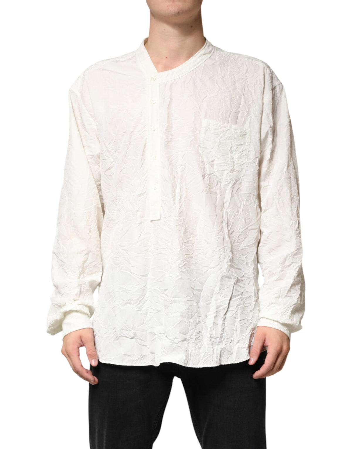 Dolce & Gabbana Crisp Men's Regular Fit Long-Sleeve Cotton T-Shirt - White