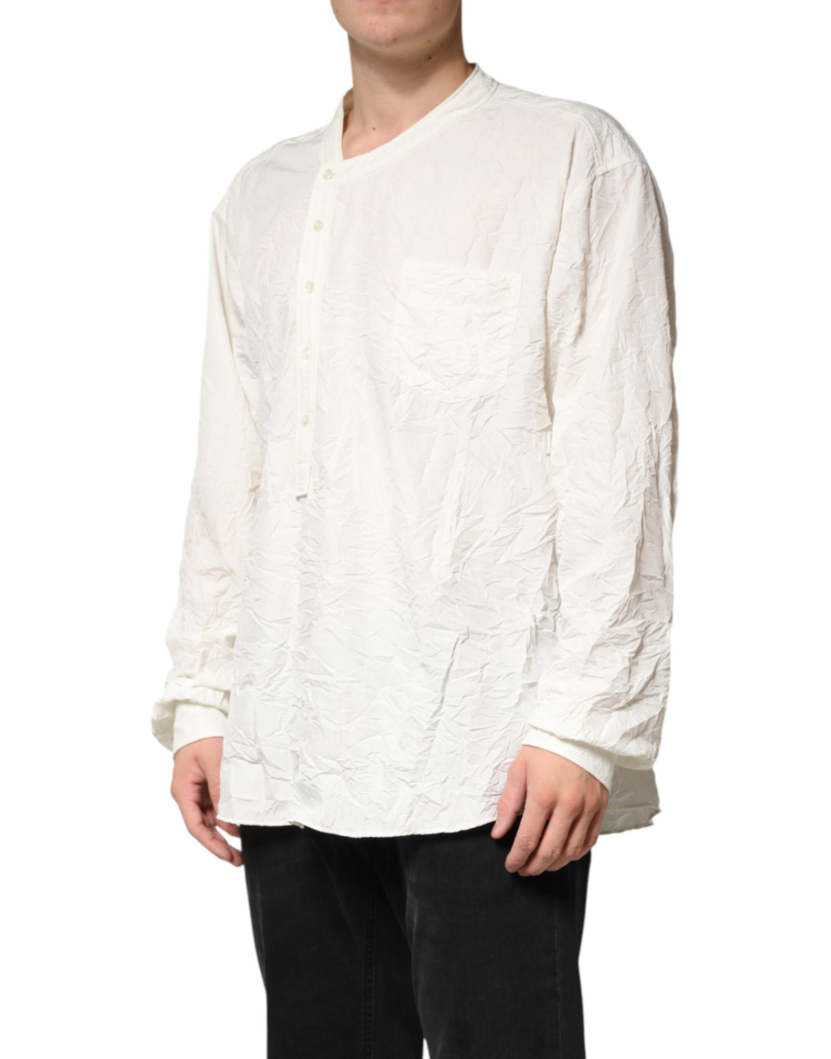 Dolce & Gabbana Crisp Men's Regular Fit Long-Sleeve Cotton T-Shirt - White