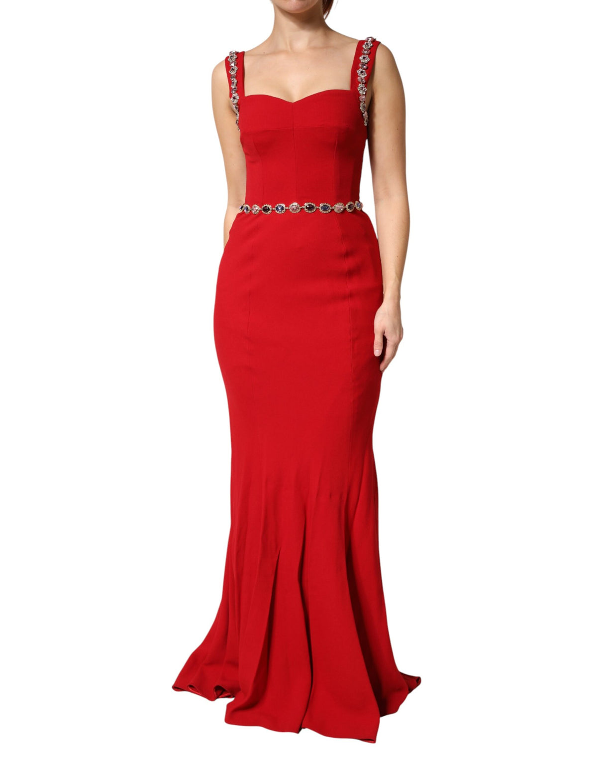 Dolce & Gabbana Women's Gown Mermaid Sheath Cocktail Sleeveless Silk Viscose & Acetate Long Dress - Pink Red