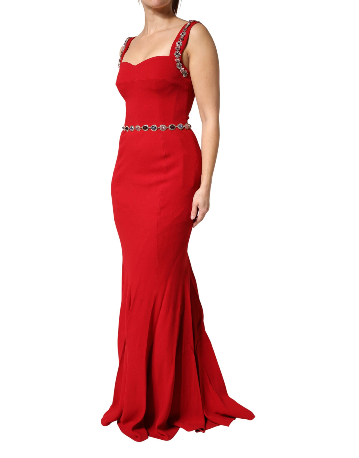 Dolce & Gabbana Women's Gown Mermaid Sheath Cocktail Sleeveless Silk Viscose & Acetate Long Dress - Pink Red