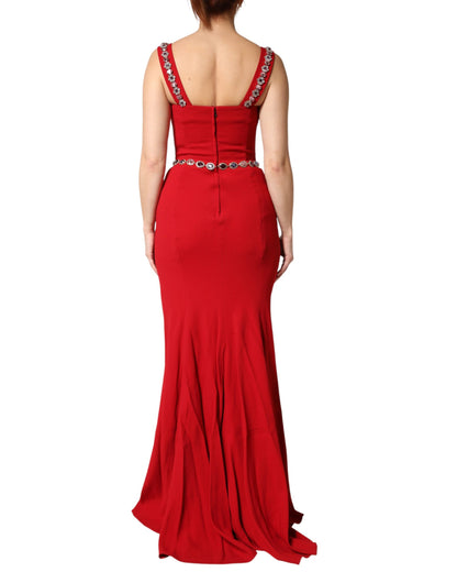 Dolce & Gabbana Women's Gown Mermaid Sheath Cocktail Sleeveless Silk Viscose & Acetate Long Dress - Pink Red