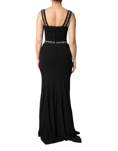 Dolce & Gabbana Women's Gown Mermaid Sheath Cocktail Sleeveless Silk Viscose & Acetate Long Dress - Black Red