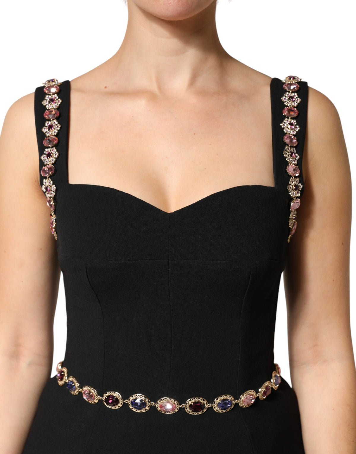 Dolce & Gabbana Women's Gown Mermaid Sheath Cocktail Sleeveless Silk Viscose & Acetate Long Dress - Black Red