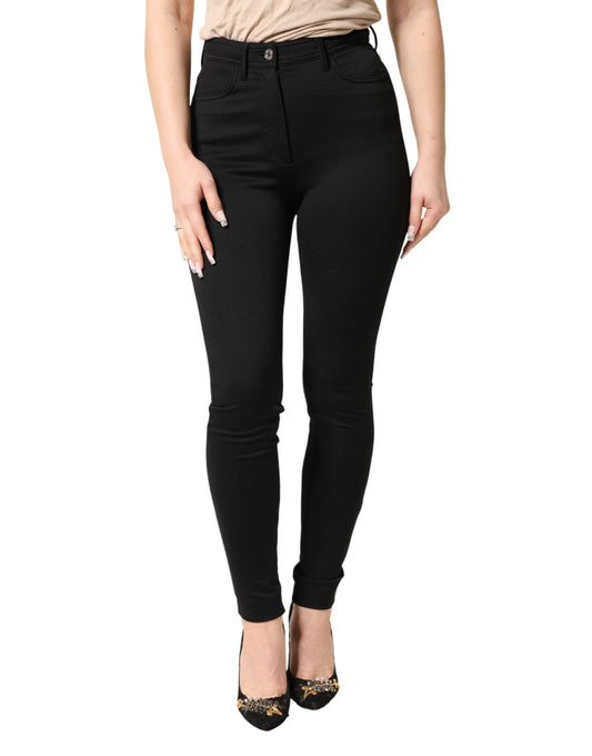 Dolce & Gabbana Black Nylon Stretch Skinny High Waist Pants