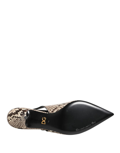 Dolce & Gabbana Women's Calf Python & Goat Leather Mid-Heel Slingback Pumps Heels - Multicolor