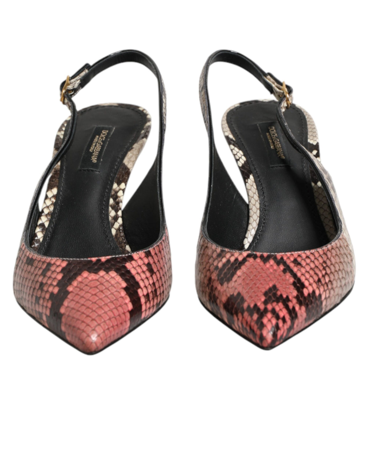 Dolce & Gabbana Women's Calf Python & Goat Leather Mid-Heel Slingback Pumps Heels - Multicolor