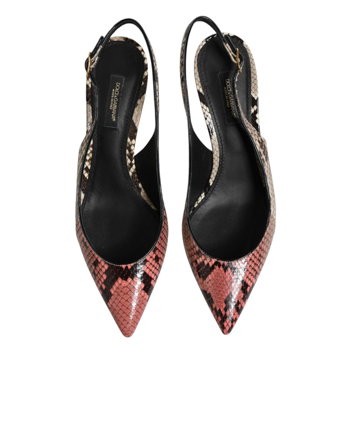 Dolce & Gabbana Women's Calf Python & Goat Leather Mid-Heel Slingback Pumps Heels - Multicolor