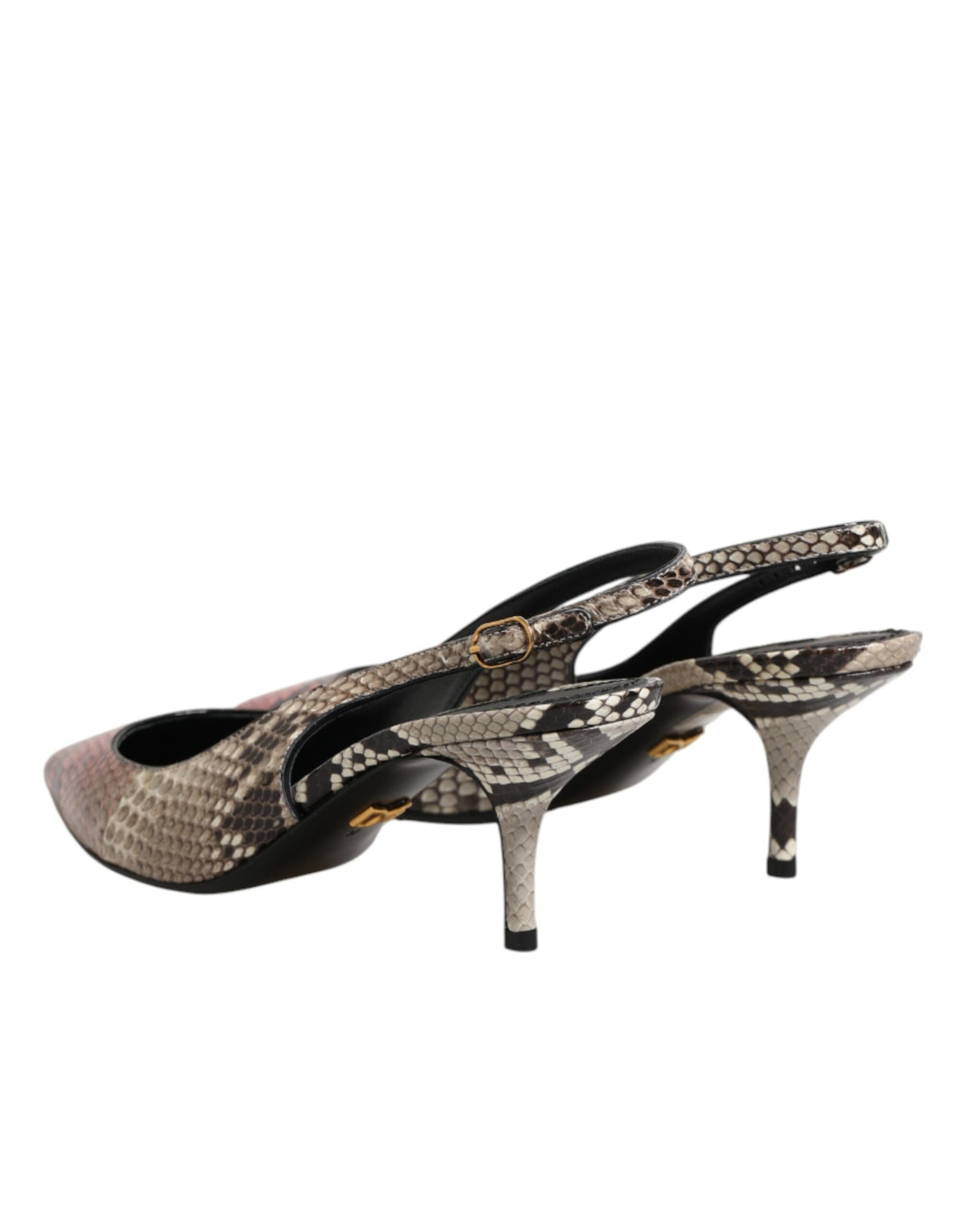 Dolce & Gabbana Women's Calf Python & Goat Leather Mid-Heel Slingback Pumps Heels - Multicolor