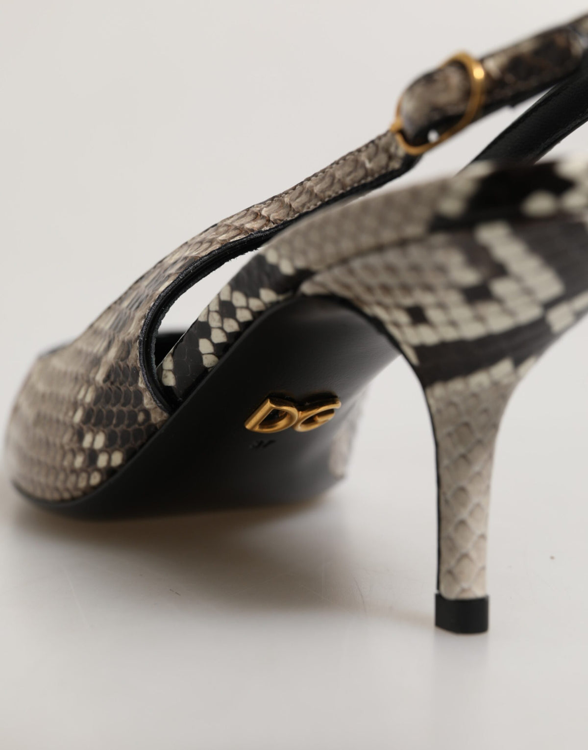 Dolce & Gabbana Women's Calf Python & Goat Leather Mid-Heel Slingback Pumps Heels - Multicolor