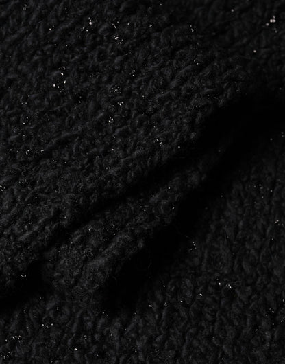 Dolce & Gabbana Black Wool Fringes Neck Wrap Foulard Scarf