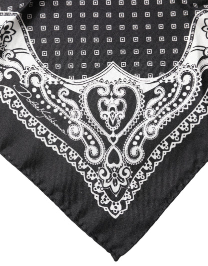 Dolce & Gabbana Black Bandana Print Square Handkerchief Scarf